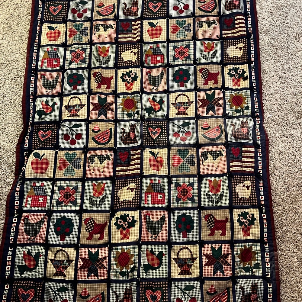 Patchwork Quilt with Heart and Animal Patterns